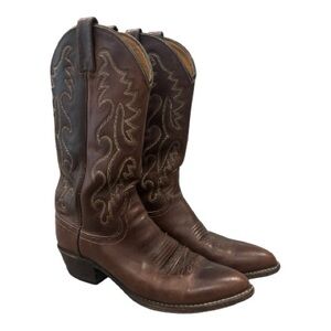 Vintage Dan Post 9153089 El Paso Mens Brown Leather Cowboy Western Boots Size 9D